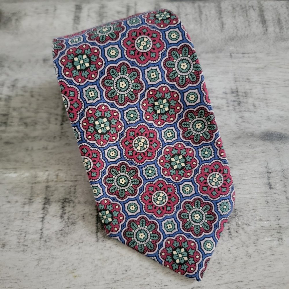 Allen Solly Blue and Red Mandala Print Necktie 55 x 3.25